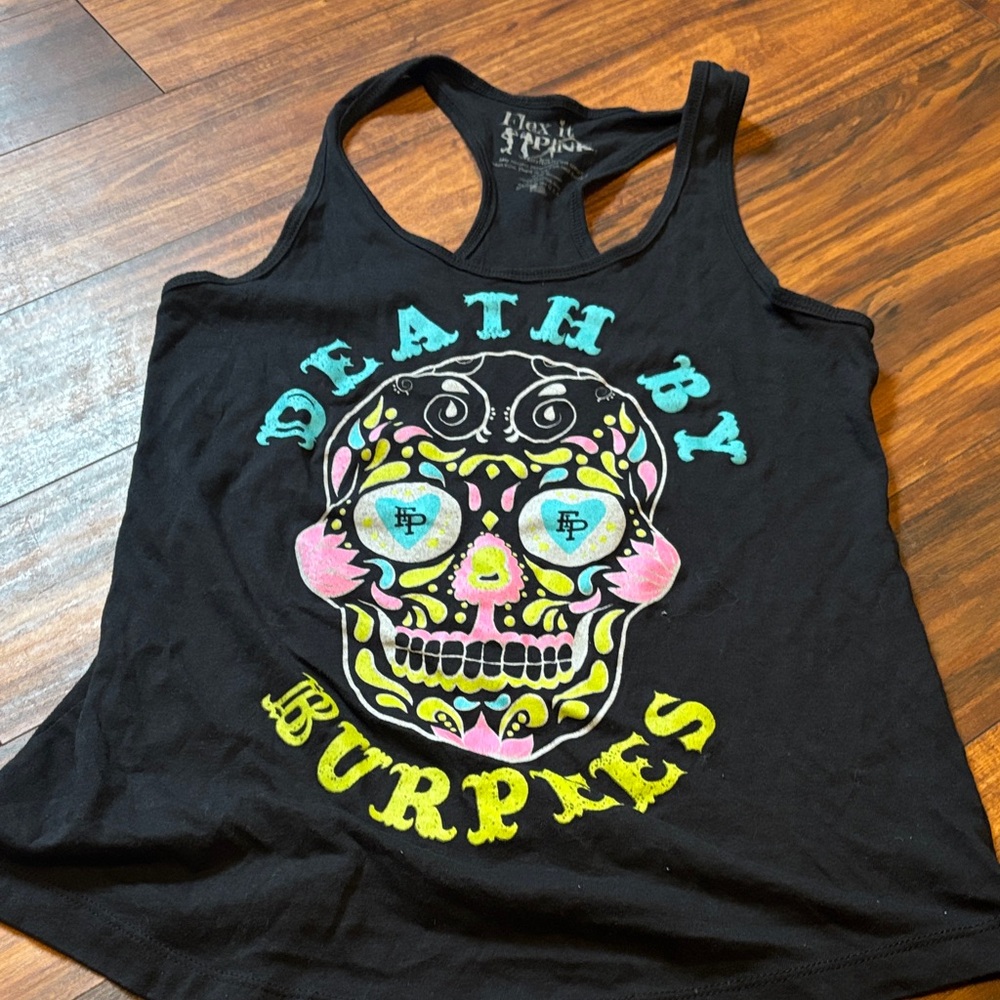 Black Tank Top with Colorful Skull Design